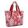 thumbnail image 1 of Tote Bag for Women - Red Christmas Snowflake Pattern Shoulder Bag - Large Utility Work Duffle Bag with Zipper Handbag for Travel, Work, Sprots, 1 of 5