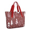 thumbnail image 1 of Tote Bag for Women - Red Christmas Tree and Star Pattern Shoulder Bag - Large Utility Work Duffle Bag with Zipper Handbag for Travel, Work, Sprots, 1 of 5