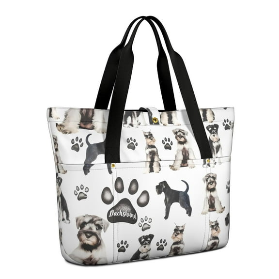 Tote Bag for Women - Schnauzer Dogs Shoulder Bag - Large Utility Work Duffle Bag with Zipper Handbag for Travel, Work, Sprots