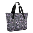 thumbnail image 1 of Tote Bag for Women - Skull Flower Halloween Pattern Shoulder Bag - Large Utility Work Duffle Bag with Zipper Handbag for Travel, Work, Sprots, 1 of 5
