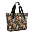 thumbnail image 1 of Tote Bag for Women - Skull Pumpkin Halloween Pattern Shoulder Bag - Large Utility Work Duffle Bag with Zipper Handbag for Travel, Work, Sprots, 1 of 5