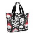 thumbnail image 1 of Tote Bag for Women - Skulls with Fire Pattern Shoulder Bag - Large Utility Work Duffle Bag with Zipper Handbag for Travel, Work, Sprots, 1 of 5