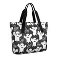 thumbnail image 1 of Tote Bag for Women - Smiling Ghosts Halloween Pattern Shoulder Bag - Large Utility Work Duffle Bag with Zipper Handbag for Travel, Work, Sprots, 1 of 5
