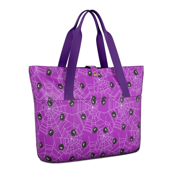 Tote Bag for Women - Spider Web Halloween Pattern Shoulder Bag - Large Utility Work Duffle Bag with Zipper Handbag for Travel, Work, Sprots