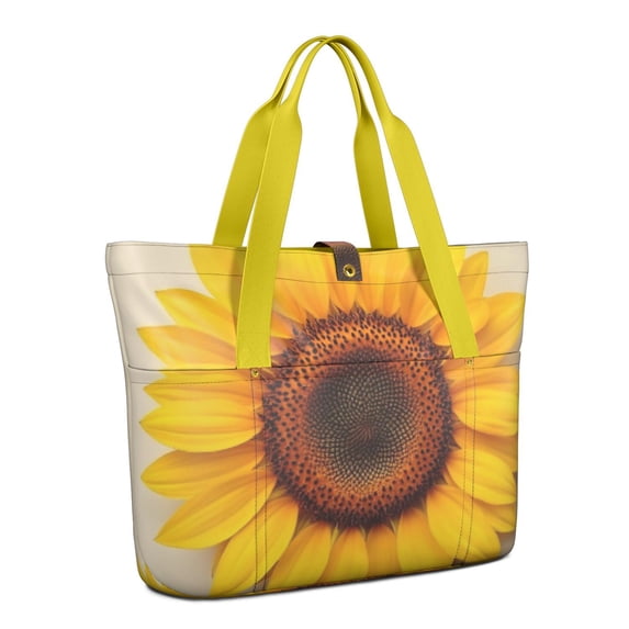 Tote Bag for Women - Sunflower Shoulder Bag - Large Utility Work Duffle Bag with Zipper Handbag for Travel, Work, Sprots