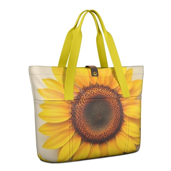 Tote Bag for Women - Sunflower Shoulder Bag - Large Utility Work Duffle Bag with Zipper Handbag for Travel, Work, Sprots