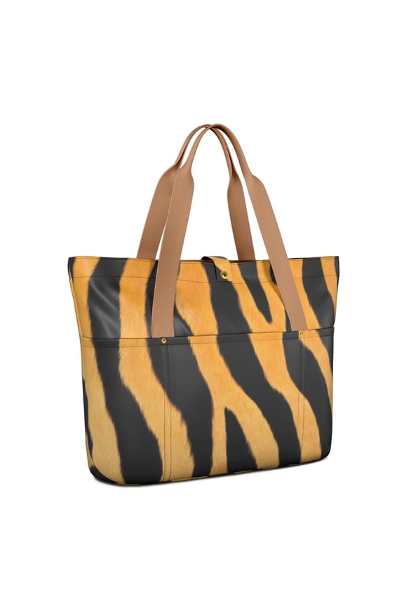 Tote Bag for Women - Tiger Stripes Shoulder Bag - Large Utility Work Duffle Bag with Zipper Handbag for Travel, Work, Sprots