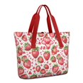 thumbnail image 1 of Tote Bag for Women - White Strawberry Plants Fruit Shoulder Bag - Large Utility Work Duffle Bag with Zipper Handbag for Travel, Work, Sprots, 1 of 5