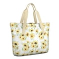 thumbnail image 1 of Tote Bag for Women - White Sunflower Shoulder Bag - Large Utility Work Duffle Bag with Zipper Handbag for Travel, Work, Sprots, 1 of 5