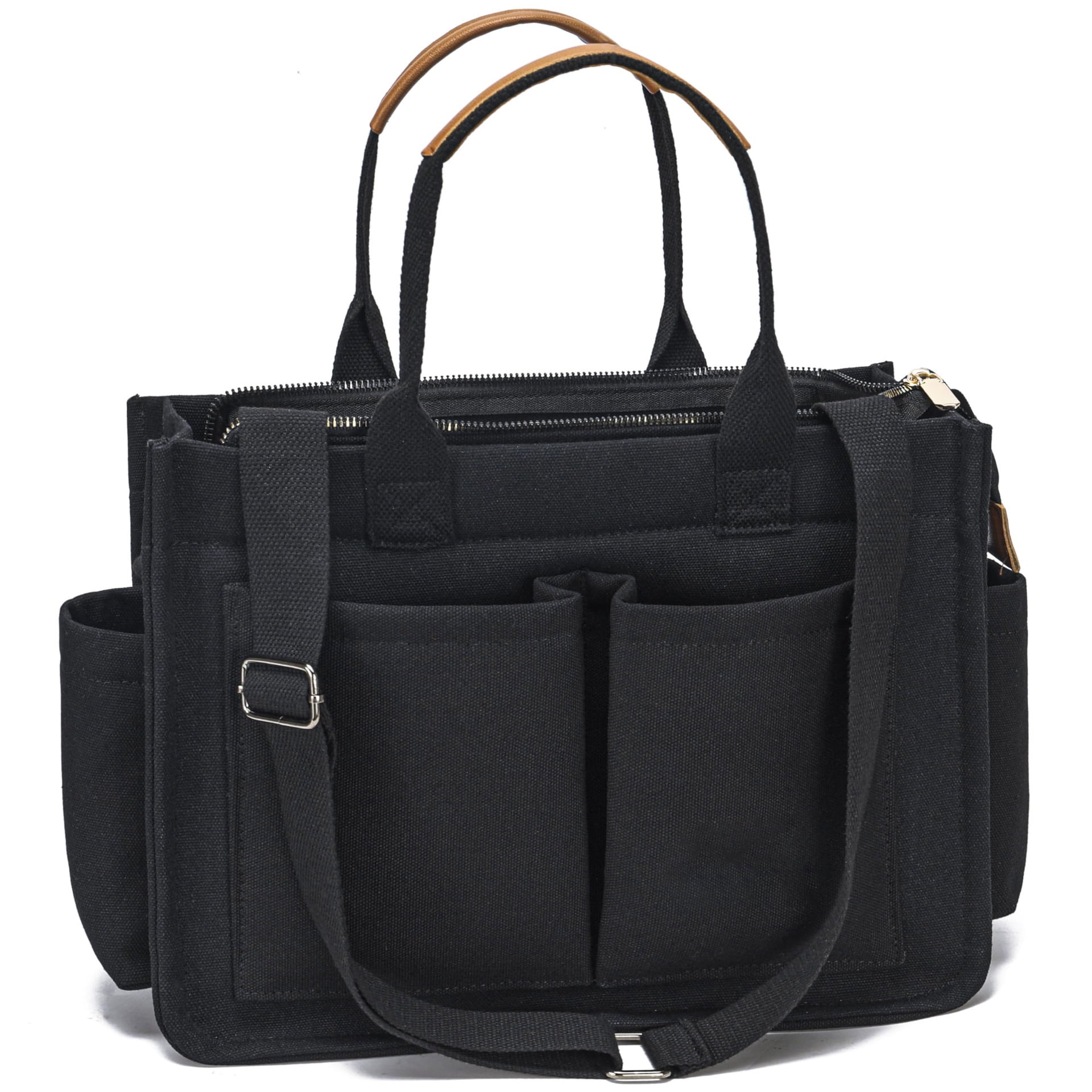 Tote Bag for Women Work - Everyday Bag with Pockets Crossbody Nursing Bag for Work Travel Nurse Gift-black