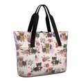 thumbnail image 1 of Tote Bag for Women - Yorkie and Floral Shoulder Bag - Large Utility Work Duffle Bag with Zipper Handbag for Travel, Work, Sprots, 1 of 5