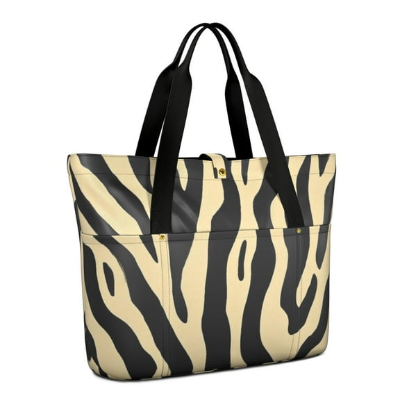 Tote Bag for Women - Zebra Pattern Shoulder Bag - Large Utility Work Duffle Bag with Zipper Handbag for Travel, Work, Sprots
