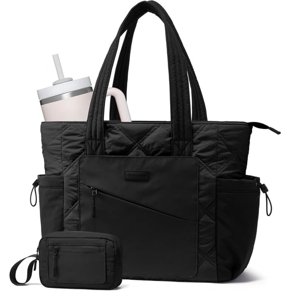 Tote Bag for Women, puffer tote bag for Work Travel Nurse, Lightweight quilted Bags with Compartments