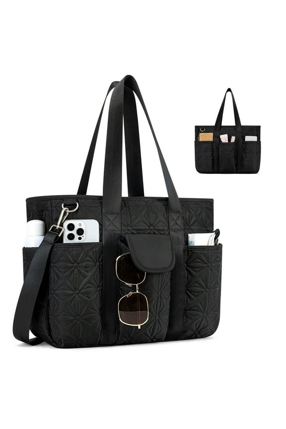 Canvas Tote Bag for Women With Pockets, Kabaqoo Work Crossbody Everyday Satchel, Purses Shoulder Tote Bag