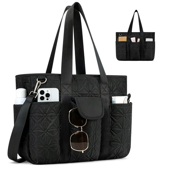 Canvas Tote Bag for Women With Pockets, Kabaqoo Work Crossbody Everyday Satchel, Purses Shoulder Tote Bag