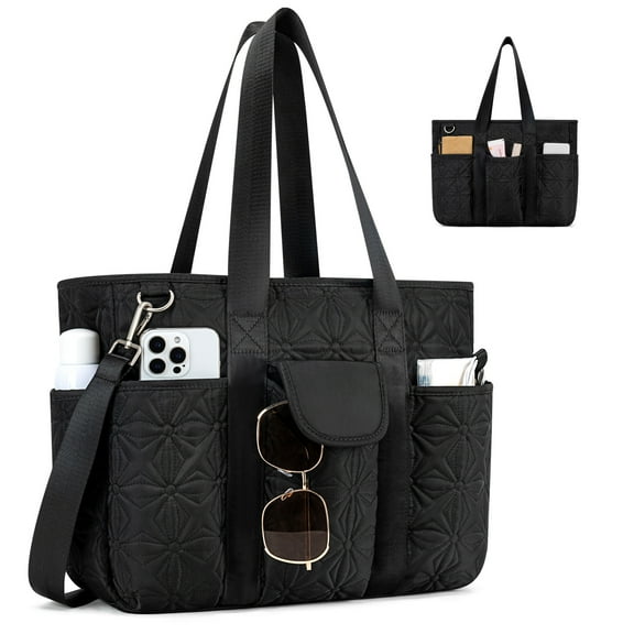 Canvas Tote Bag for Women With Pockets, Kabaqoo Work Crossbody Everyday Satchel, Purses Shoulder Tote Bag