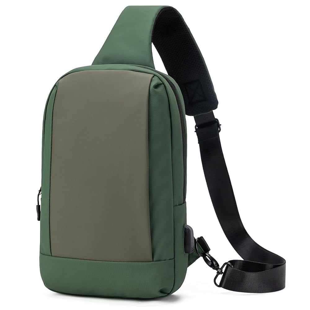 Kabaqoo Crossbody Sling Bag for Travel Work, Shoulder Chest Backpack for Men and Women Green