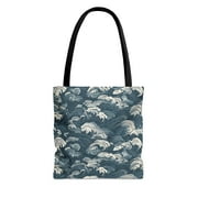 Tote Bag in Japanese Wave Pattern