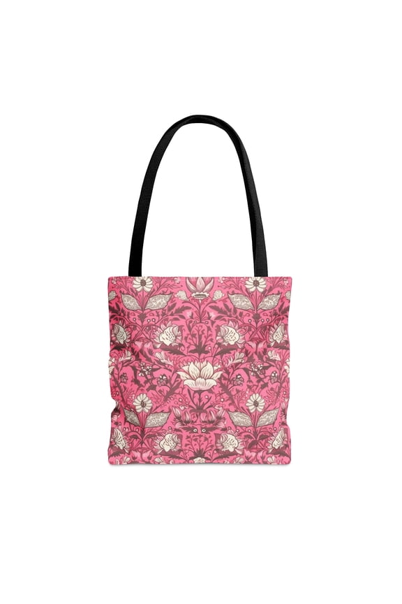 Tote Bag in Pink Jacobean Pattern