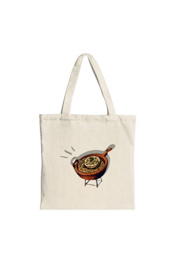 Tote Bag with Cartoon Pot Design Featuring Herbs - Stylish Canvas Bag for Shopping Parties and Travel