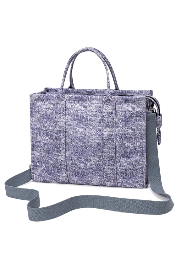 Tote Bag with Compartment for women, Canvas Tote Backpack for 17" Laptop, Fashion Handbag with Zipper, Purple
