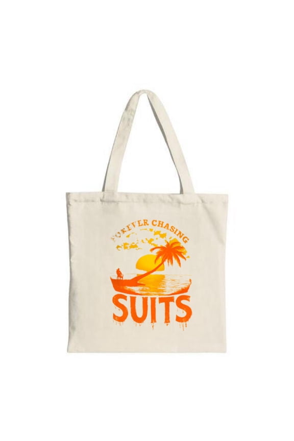 Tote Bag with Vibrant Sunset Design Boat & Palm Tree - Perfect for Shopping Travel & Parties - Multifunctional Canvas Bag