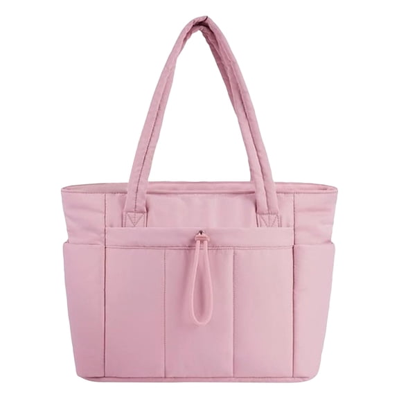Tote Bag with Zipper, Quilted Tote Bag, Bags for Women, 16X12X6 In, Pink, Secure Storage, Work Travel, 1 Pc