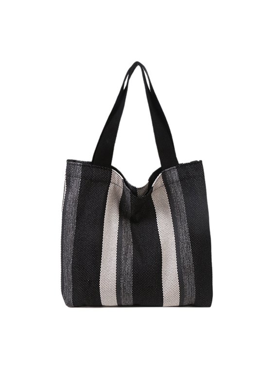 Tote Bag with Zipper Reusable Plain Canvas Cotton Grocery Tote Bag with Handle Bulk Large Blank Shopping Bags - black