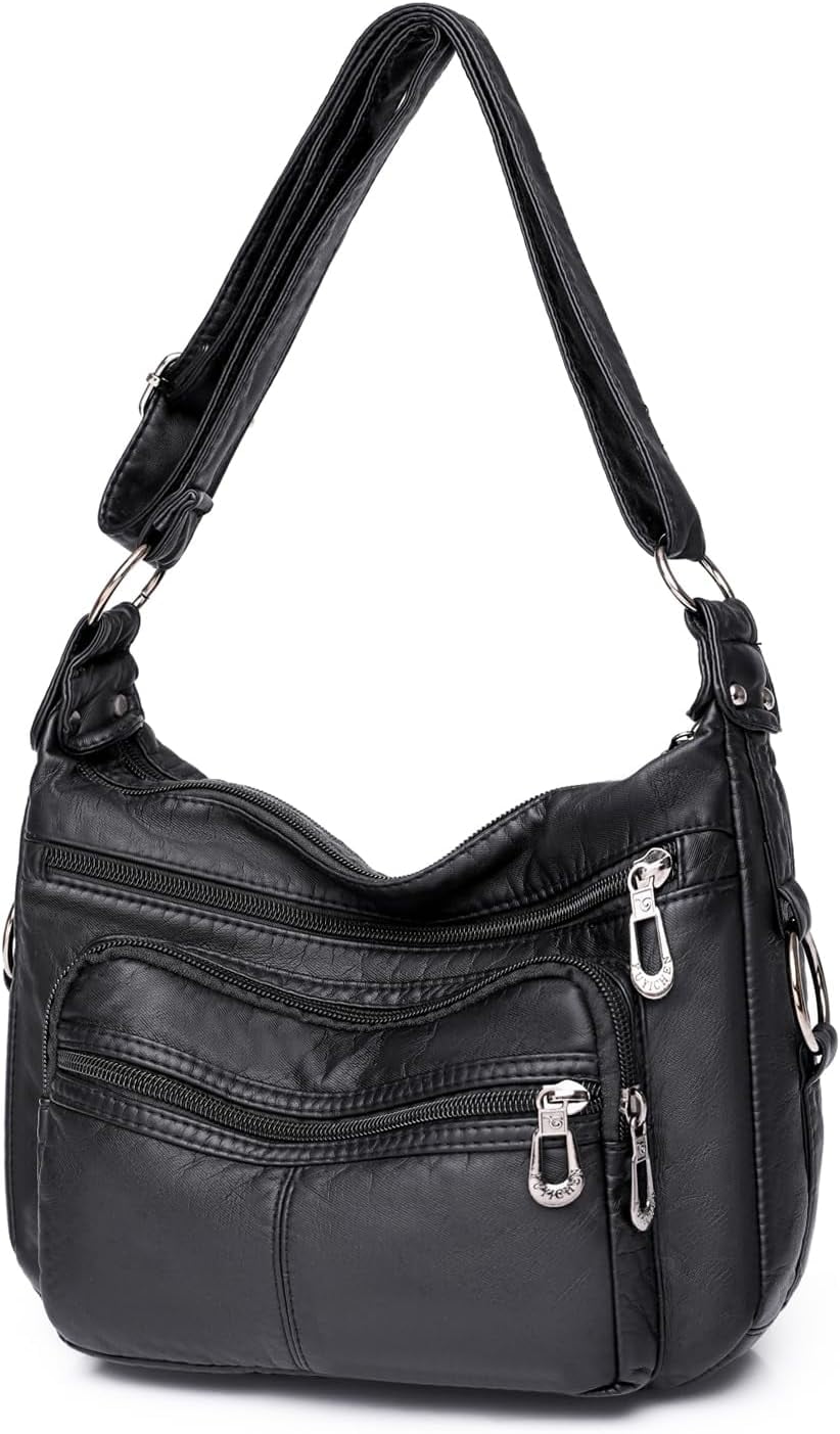 Tote Bags Crossbody for Women, Shoulder Purse Soft Leather Handbags Lightweight with Zip Closure Working Trave