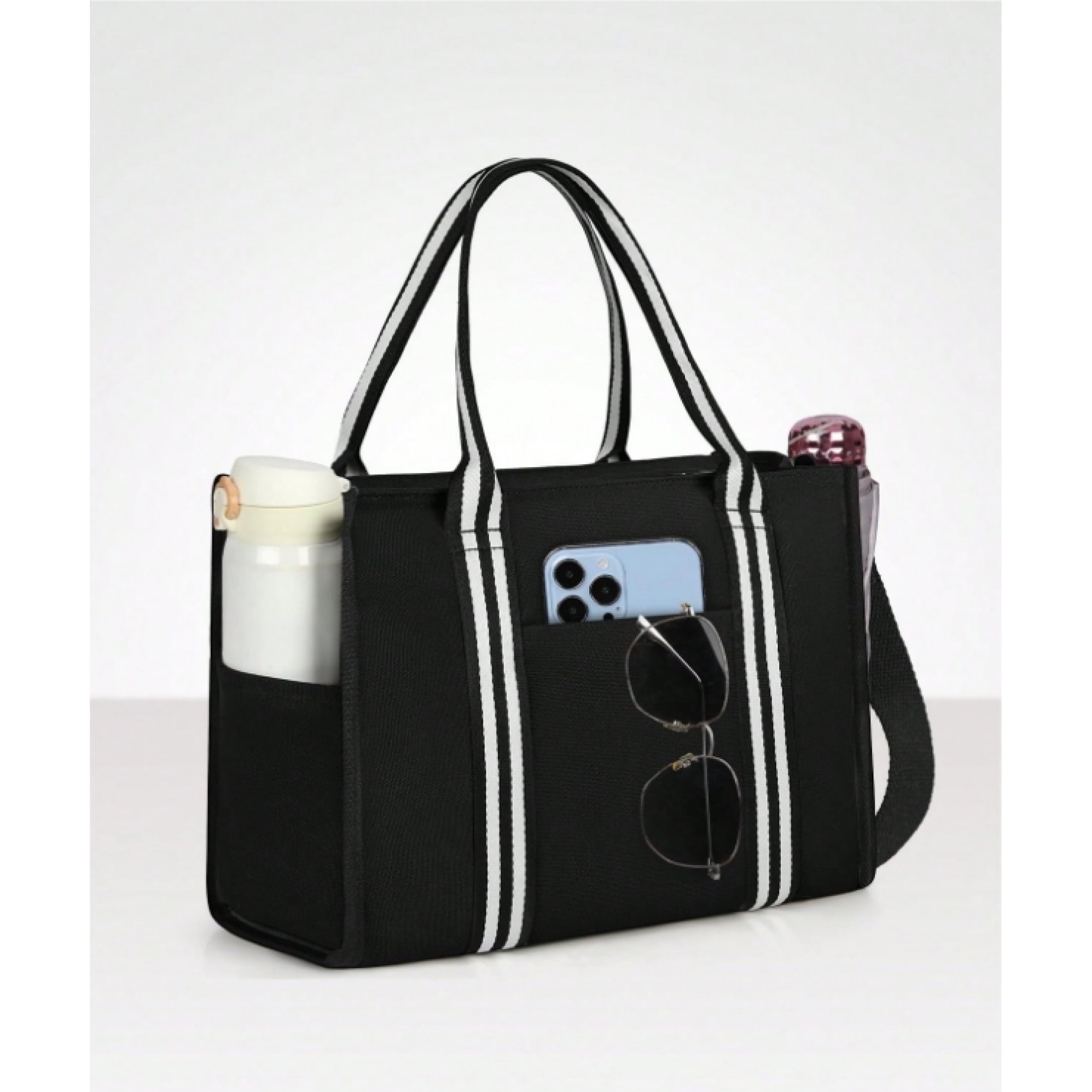 NEWHEY Tote Bags For Women Canvas Tote Bag Large Work Bag Laptop Handbag Waterproof Shoulder Bag With Zipper For Travel School Beach