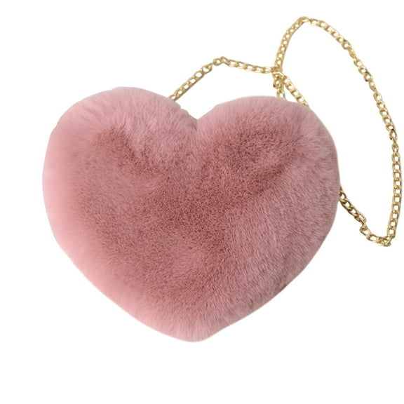 QTOCIO 1pc Fashion Heart Shaped Crossbody Bag for Women Cute Chain Shoulder Handbag with Zip Closure Soft Faux Coin Purse Cotton Lined Synthetic Material