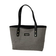 Tote Bags for Women Checkered Tapestry Shoulder Bag Classic Leisure Synthetic Leather Handbags for Travel Work   Black