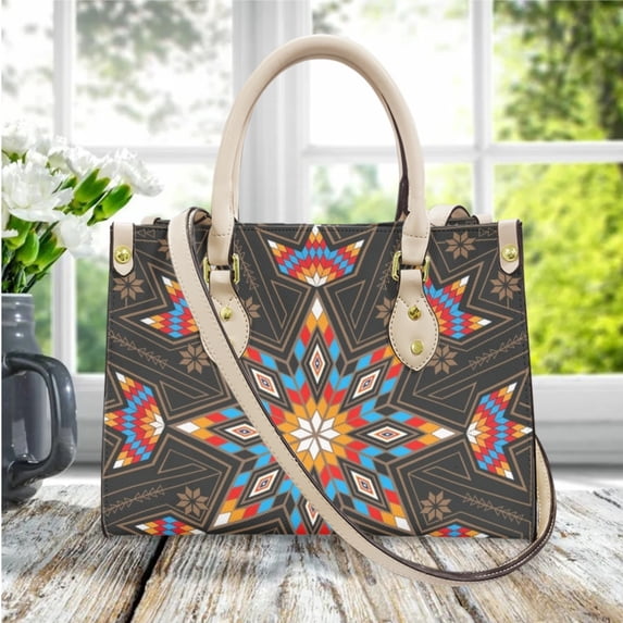 Tote Bags for Women Tribal Folk Design PU Leather Ladies Casual Top-handle Girls Messenger Bag Bolsas Feminina