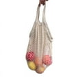thumbnail image 1 of Tote Cotton Reusable Fruit Shopping Net Bag Woven Mesh Bag, Beige, 1 of 3