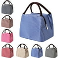 thumbnail image 1 of Tote Lunch Bag, Lunch Bag Insulated, 23*15*16cm, Stripe Pattern, Insulated Tote, Cloth Bag, Zipper Closure, Dual Handles, School Lunch Bag, Outdoor Picnic, 1 Pc, 1 of 4