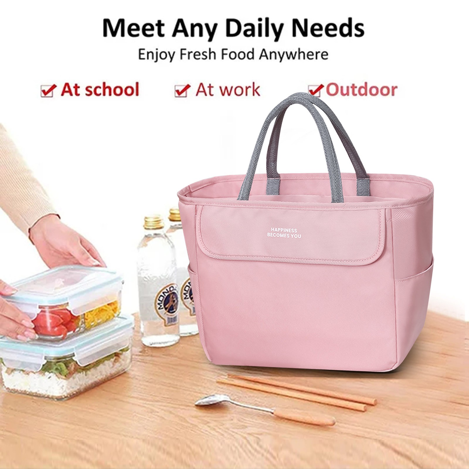 Tote Lunch Box Bag For Women 11.02x9.45x6.10 Reusable Insulated Lunch ...