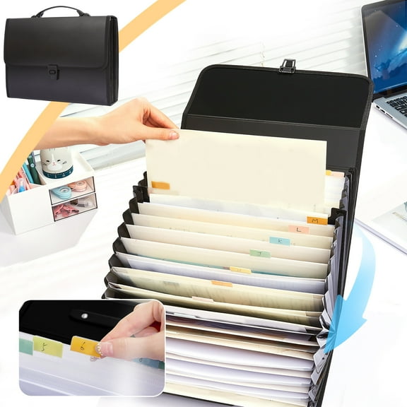 Tote Organizer Bag, A4 Document Folder, 26 Compartment Storage Bag for Office, School, Student Papers, Business Document Organizer, Snap Closure, Portable, Durable, Multi-Purpose
