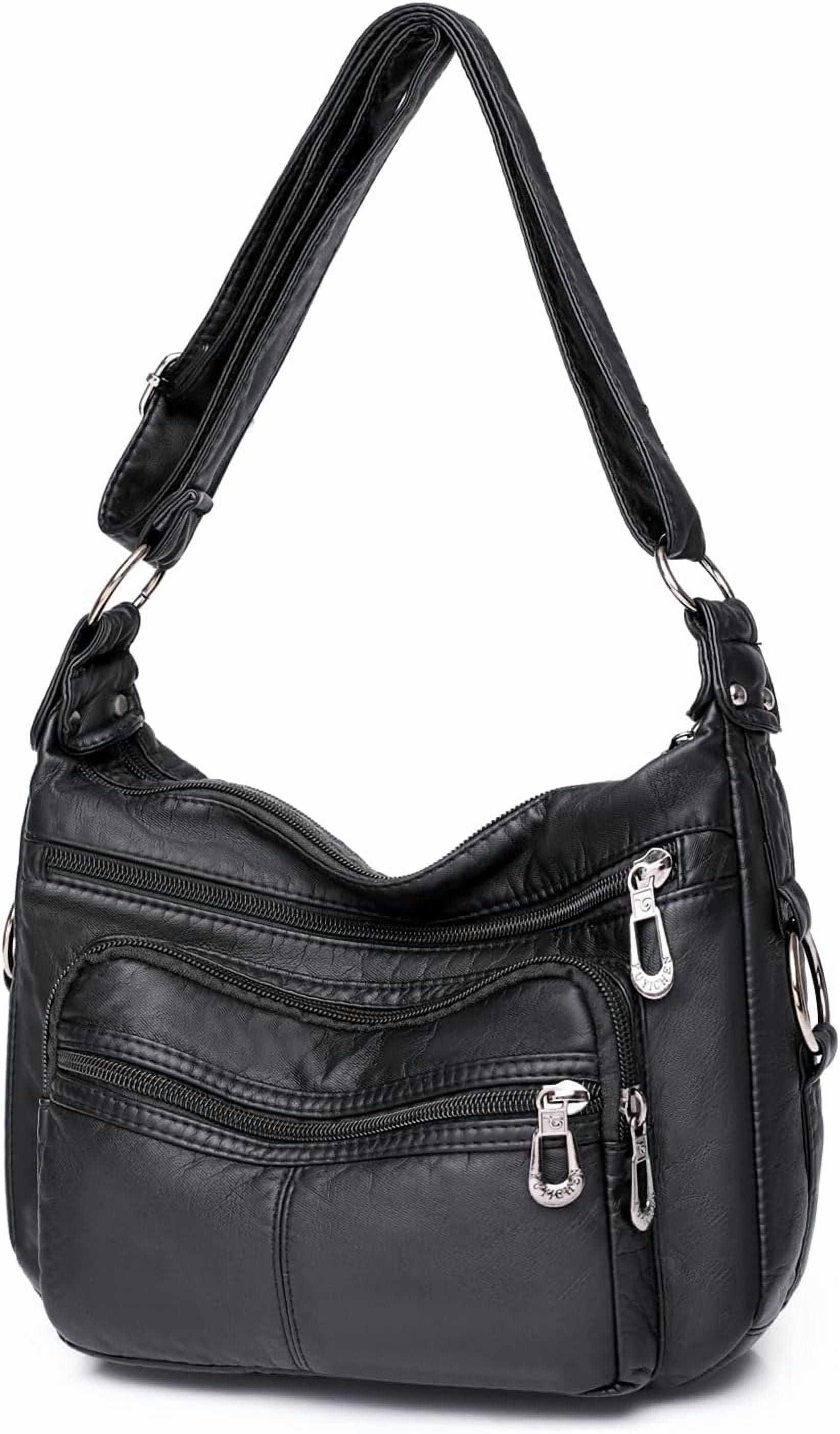 Tote Shoulder Handbags for Women, Soft Leather Crossbody Adjustable Handle Purse with Zip Closure for Shopping Travel