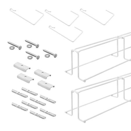 Tote Trac Overhead Storage Rack System, 30 in. Long Tracks, Steel Construction, White, 1 Set