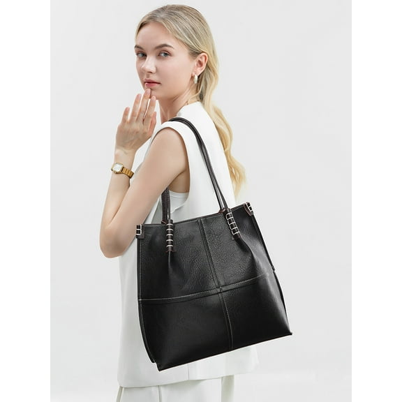 Tote bag with large capacity, simple and stylish women's bag, spliced single shoulder bag, fashionable and high-quality handbag.