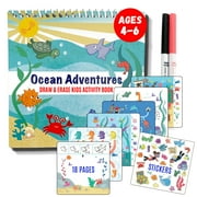 Totebook Kids Travel Educational Activity Book with Washable Markers - Car and Airplane Activities, Learning Toys for Toddlers- Search and Find, Reusable Stickers for Ages 4, 5, 6