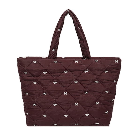 Toted Bag for Women,Large Puffer Work Toted Bag Laptop Bag,Lightweight Quilted Shoulder Bags Handbags with Zipper