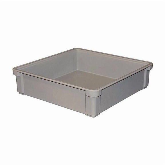 Stackable Storage Container, 4.7 gal, 17-1/2 in L x 17-1/2 in W x 4-1/2 in H, Gray