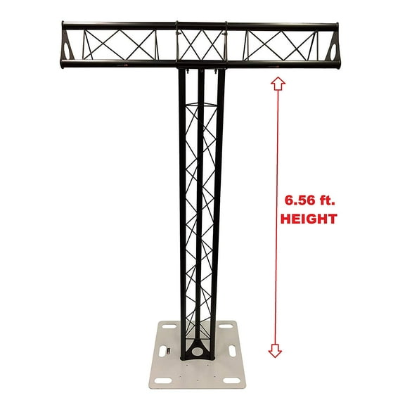 Totem 2m 6.56ft Black Triangle Metal Truss Tower + Base Vertical T-Truss System