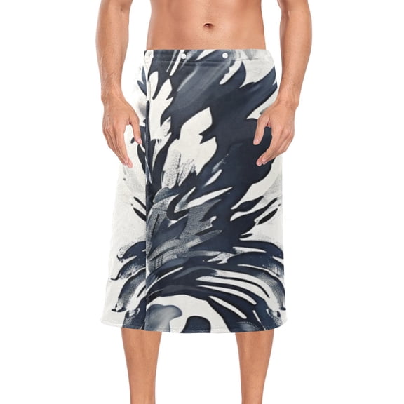 Totem Blue Bath Towel Wrap for Man Adjustable Shower Wrap Button Closure Body Towel for Sauna Gym