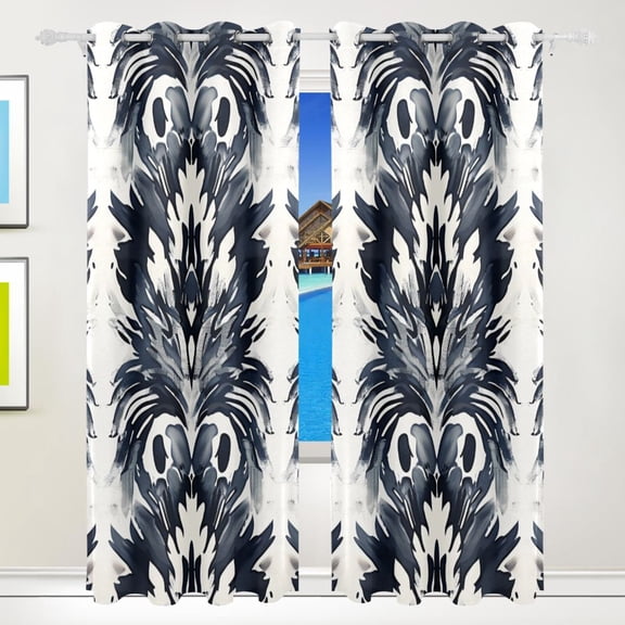 Totem Blue Black Out Curtains 84 Inch Length for Bedroom Living Room Windows 2 Panels Set