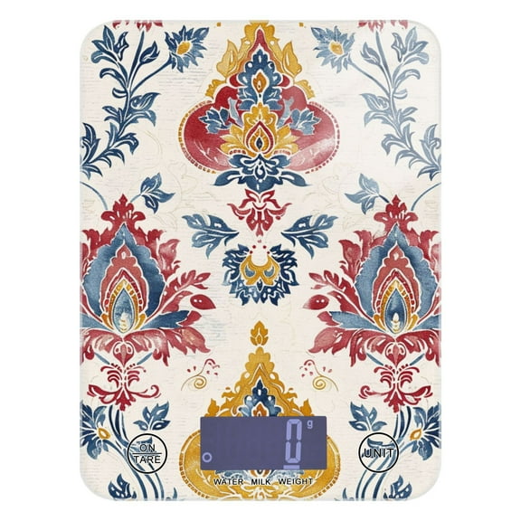 Totem Boho and Vintage Food Scale Digital Kitchen Scale Waterproof Tempered Glass Tare Function 11 lb for Baking Cooking Meal Prep