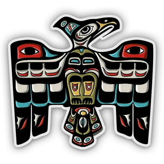 Totem Eagle Native Pacific Northwest - 3" Vinyl Sticker - For Car Laptop Water Bottle Phone - Waterproof Decal