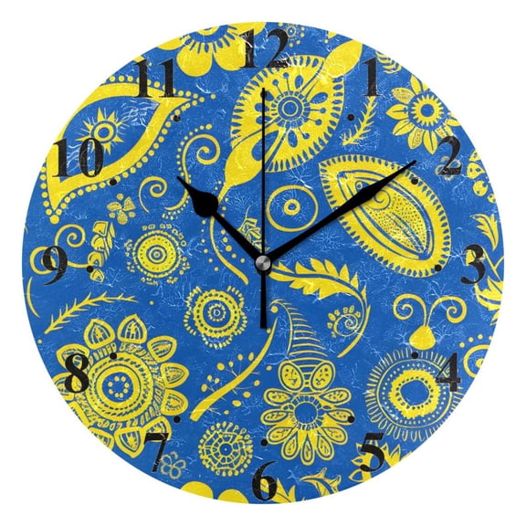 Totem Flowers Black 10 inch Wall Clocks Non Ticking Easy to Read Battery Decorative for Home Bathroom Kitchen Bedroom Living Room
