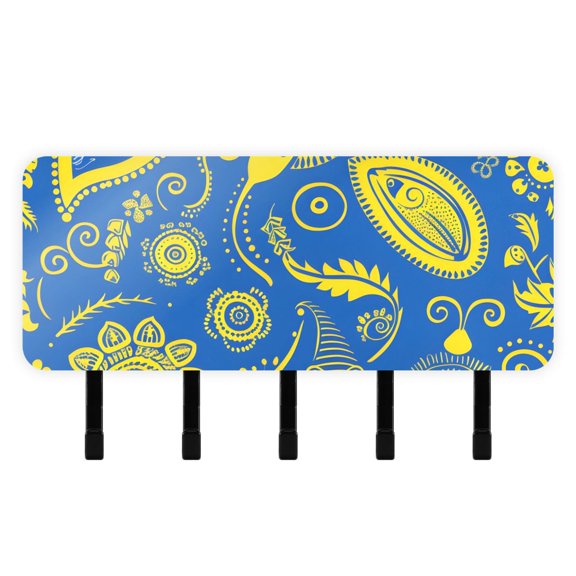 Totem Flowers Mail Holder Organizer Wall Mount with Shelf Key Holder Key Rack with 5 Key Hooks for Wall Decorative